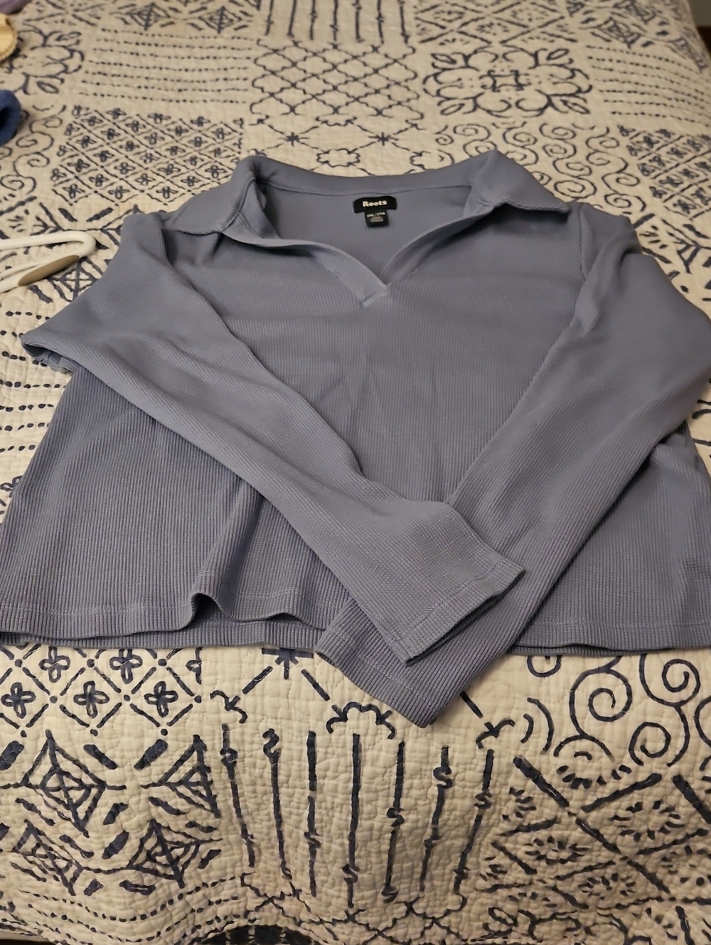 Roots Dusty Lavender Ribbed Long-Sleeve Polo
